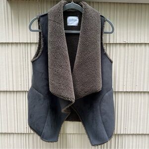 Velvet Brown Faux Suede Shearling Vest